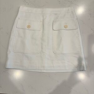 NWOT : J.Crew Linen Blend A Line Patch Pocket Retro Miniskirt : Size 4 : White
